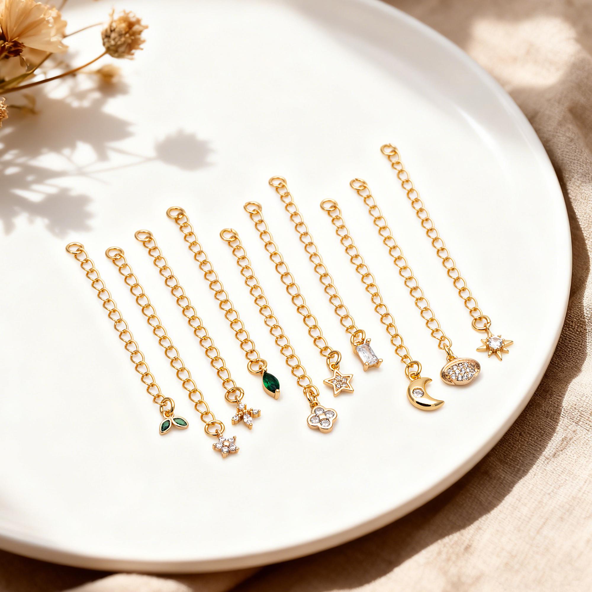 4pcs Gold/ Silver Tone Extender Chain, Gold/ Rhodium plated Brass, Necklace Bracelet Extension Chain (GB-4711)